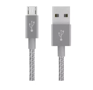 Belkin Mixit 10-Foot Premium Braided Micro USB Cable Silver Grey - Picture 1 of 2