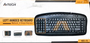 A4Tech Left Handed Ergonomic Black Wired Keyboard - Picture 1 of 3