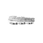 Sterling Silver 13mm Pave Cut Straight Tail 3-finger Name Ring | Item: Sns092d