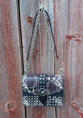 NWT Michael Kors Greenwich Studded Black and White Sm Conv Crossbody. - Image 1 of 4