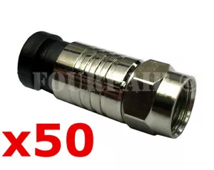 50 Pack Lot RG6 Dual Shield Coax Cable F-Type Compression Connector Fitting Male - Picture 1 of 1