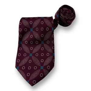 Burberrys' of London Maroon w/ Circle Design Silk Neck Tie Mens Size 3.75"W 57"L - Picture 1 of 5