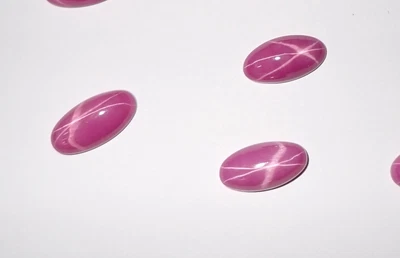 Opaque Star Ruby Long Oval 15x8 mm Cabochon 6 Rayed Lab-created Stone 3 pcs Lot - Image 1 of 4