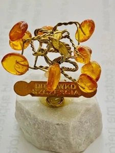 VINTAGE DRZEWKO SZCZESCIA OF POLAND AMBER - STONE - TREE ART 2.5"  - Picture 1 of 4