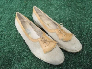 Salvatore Ferragamo Beige Kiltie Pump Slip On Wedge Heels Shoes Size 10 AA - Picture 1 of 9