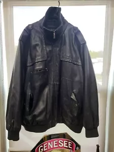 Sean John 4XL Leder Bomberjacke marineblau Polyester Innenraum - Bild 1 von 12