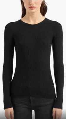Nuevo Suéter Emporio Armani Negro Acanalado Cuello Redondo Italia Talla M Foto 1 de 4