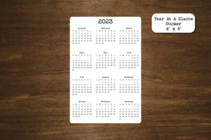 Year At A Glance Calendar Stickers for Planners 4" x 6" - 2024, 2025, or 2026 - Picture 1 of 2
