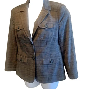 Blazer Größe 12 grau kariert Stretch, gefüttert, geknöpftes Sakko Damen Style & Co schön! - Bild 1 von 11