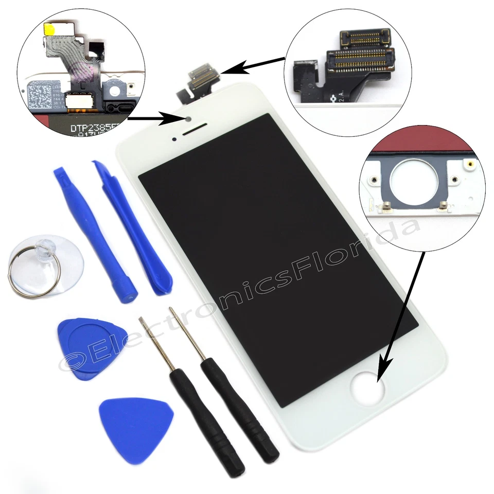White LCD Screen Replacement Digitizer Glass Assembly For iPhone 5 with tools - Image 1 of 2