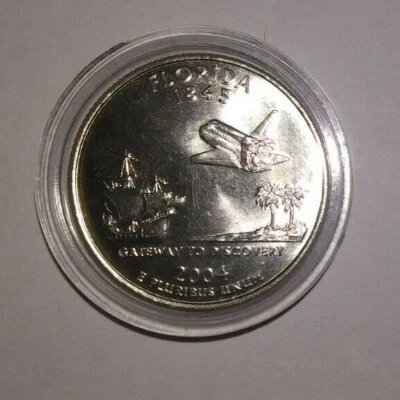 2004 D -  Florida State Quarter (UNCIRCULATED) + COIN CAPSULE!  - Image 1 of 2