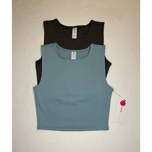 Yogalicious 2-Pack Muscle Tank Tops XS - Tourmaline & Heather Gray - Picture 1 of 3