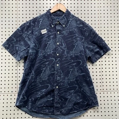 Ralph Lauren 纽扣 AOP 衬衫男式 XL 修身全印花鱼 21x28.5 — 第 1/4 张图片