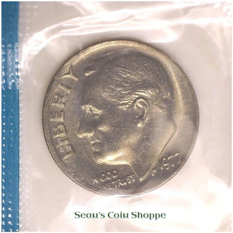 1977 Roosevelt Dime 10C Unc BU from Mint Set in Wrap Philadelphia Ships Free! Cover