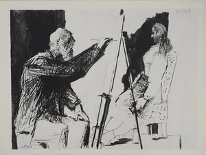 Pablo Picasso: Menschliche Komödie, Maler und Familienmutter, Tiefdruck, 1954 - Bild 1 von 9