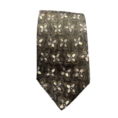 Ermenegildo Zegna Floral Pattern Silk Tie Elegant Gray Business Accessory Z-115 - Image 1 of 4