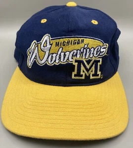 Vintage 90’s Michigan Wolverines SnapBack Hat Embroidered Lee Sport - Picture 1 of 10