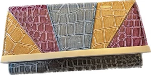Colorful Women’s Faux Leather Crocodile Skin Hand purse Wallet Bag - Picture 1 of 8