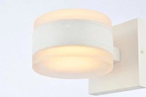 Wall Sconce White Modern Up Down 2 Light Outdoor LED Porch Patio Walkway Garden - Picture 1 of 7