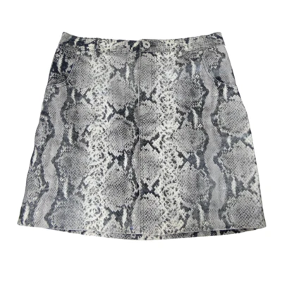 Nueva falda BB Dakota para mujer negra blanca gris talla 2 imitación cuero estampado serpiente 28x16 Foto 1 de 4