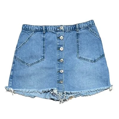Urban Outfitters BDG Mujer Botón Frontal Algodón Denim Dobladillo Crudo Jean Skort Talla 31 Foto 1 de 4