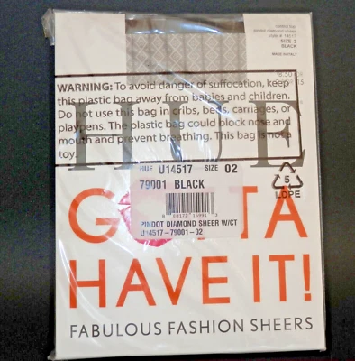 Top HUE Gotta Have It Fashion Sheers Control 14517 Pindot Diamante Transparente Talla 2 Negro Foto 1 de 4