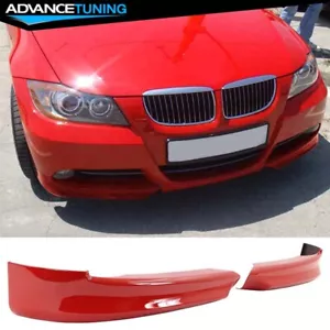 Fits 05-08 BMW E90 3-Series Sedan OE Style #438 Red Front Bumper Lip Splitters - Picture 1 of 10