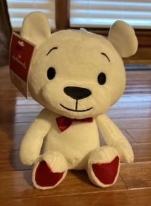 Hallmark White Polar Bear Plush Stuffed Animal Toy Red Hearts 9" Bow Tie - Picture 1 of 6