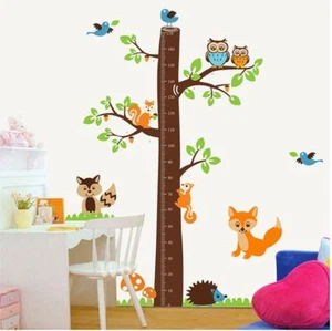 Removable Wall Sticker Kid Height Chart Measure Owl Tree Children Room - Picture 1 of 5