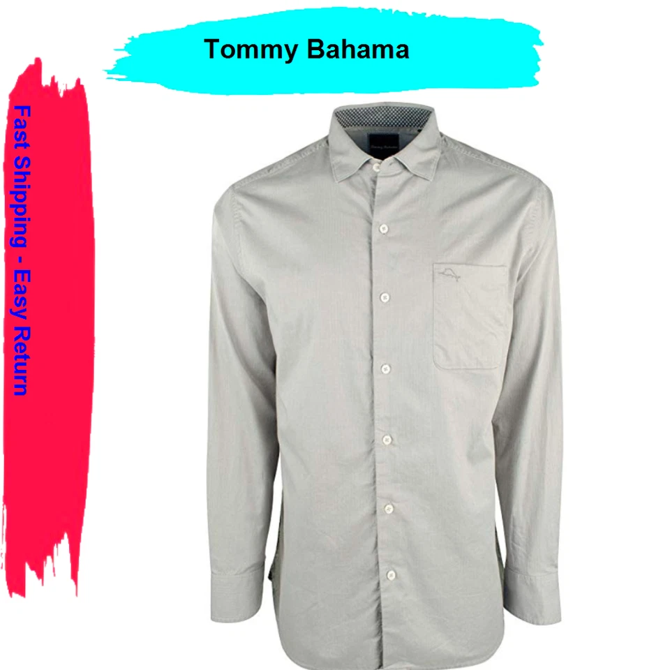 Tommy Bahama Shirt Capeside Herringbone Pebble T317471 LS Extra Large XL
