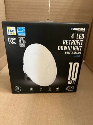 Pack of 4 - Parmida 4" LED Retrofit Downlight Baffle Design, 9W, 2700K, dimmable - Image 1 of 4