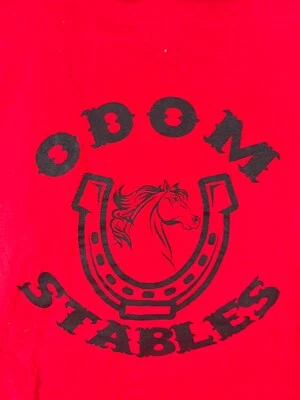Camisas para Hombres Camiseta Grande Vaquero Occidental Herradura Rojo Crew Gráfico Odom Stables Foto 1 de 4