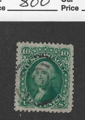 US Scott # 68, 10 cent green, Washington, 1861, XF-S, scv $800 - Image 1 of 2