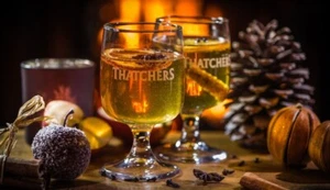 Set of 2 x Thatchers Half Pint Stemmed Glasses 10oz Brand New Rare - Picture 1 of 2