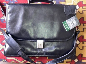 Joseph Verity Leather 2 Comp Folio Briefcase Black/Detachable strap - Picture 1 of 6