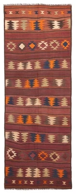 Vintage Hand Woven Tribal Oriental Carpet 5'9" x 15'5" Wool Kilim Area Rug - Image 1 of 4