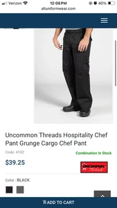 Schwarze Kochhose von Uncommon Threads, 2 Paar, Größe M, nagelneu - ungeöffnet - Bild 1 von 4