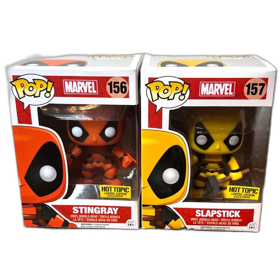 Funko Pop! Juguete Marvel exclusivo Deadpool Stingray 156 y Slapstick 157 Hot Topic Foto 1 de 4