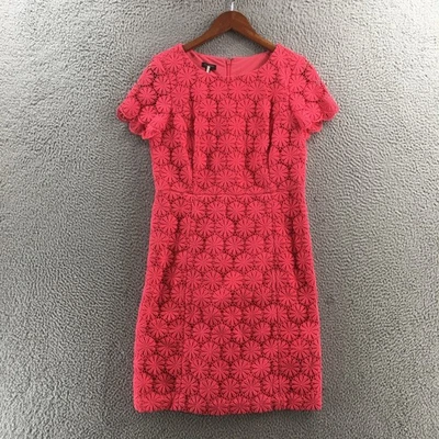 Talbots Eyelet Lace Shift Dress Womens 34 Pink Cotton Blend Short Sleeve Casual - Image 1 of 4