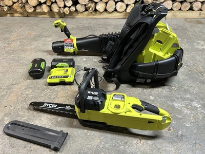 Ryobi 40V HP Blower, Charger, Batteries, & 18V Chainsaw - Image 1 of 3