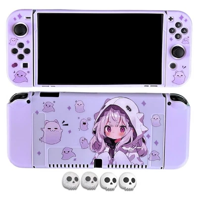 Nintendo Switch OLED Silicone Cover - Ghost Girl & 4 Skull Thumb Grips - Image 1 of 4