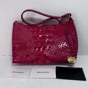BRAHMIN ANYTIME MINI SATCHEL RIBBON Melbourne LEATHER Pink SHOULDER BAG NWOT - Picture 1 of 10