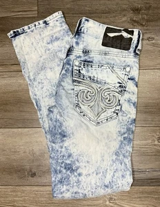 Affliction Blue Jeans Herren 32 GAGE Distressed Acid Wash Blau Y2k Style Denim - Bild 1 von 8