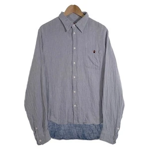 A Bathing Ape W Gauze Shirt Light Blue Cotton Made in Japan 90's Size XL Used - Picture 1 of 10