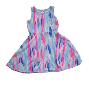 Justice Girls Colorful Summer Dress Size 12 Pink Blue Sleeveless Dress - Picture 1 of 3