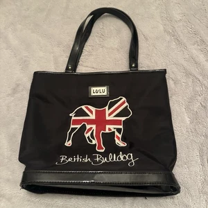 Bolso de Mano Lulu by Lulu Guinness Bulldog Británico Union Jack Borde Negro Charol - Imagen 1 de 13