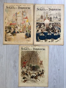 3x Petit Journal SOLEIL DU DIMANCHE 1898 et 1899 Couvertures CHROMOLITHOGRAPHIE - Picture 1 of 4