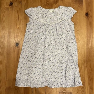 Eileen West Nightgown Medium White Blue Babydoll Ruffle Floral Cottage Short - Picture 1 of 11