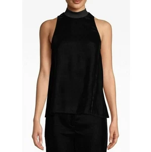 Top Artelier Nicole Miller Terciopelo Fluido Acanalado Cuello Simulado Sin Mangas Carrera - Imagen 1 de 10