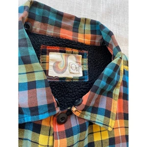 OP Ocean Pacific Plaid Flannel Sherpa Lined Shirt Jacket Mens L - Picture 1 of 7